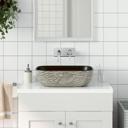 Aufsatzwaschbecken Grau Schwarz Rechteck 48x37,5x13,5cm Keramik - Pazzar.ch