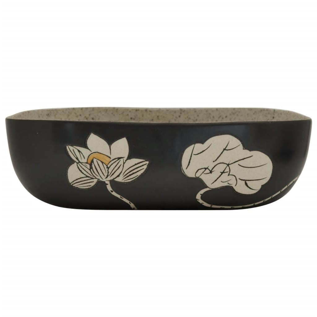 Aufsatzwaschbecken Grau Schwarz Rechteck 48x37,5x13,5cm Keramik - Pazzar.ch