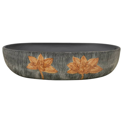 Aufsatzwaschbecken Grau und Schwarz Oval 59x40x14 cm Keramik - Pazzar.ch