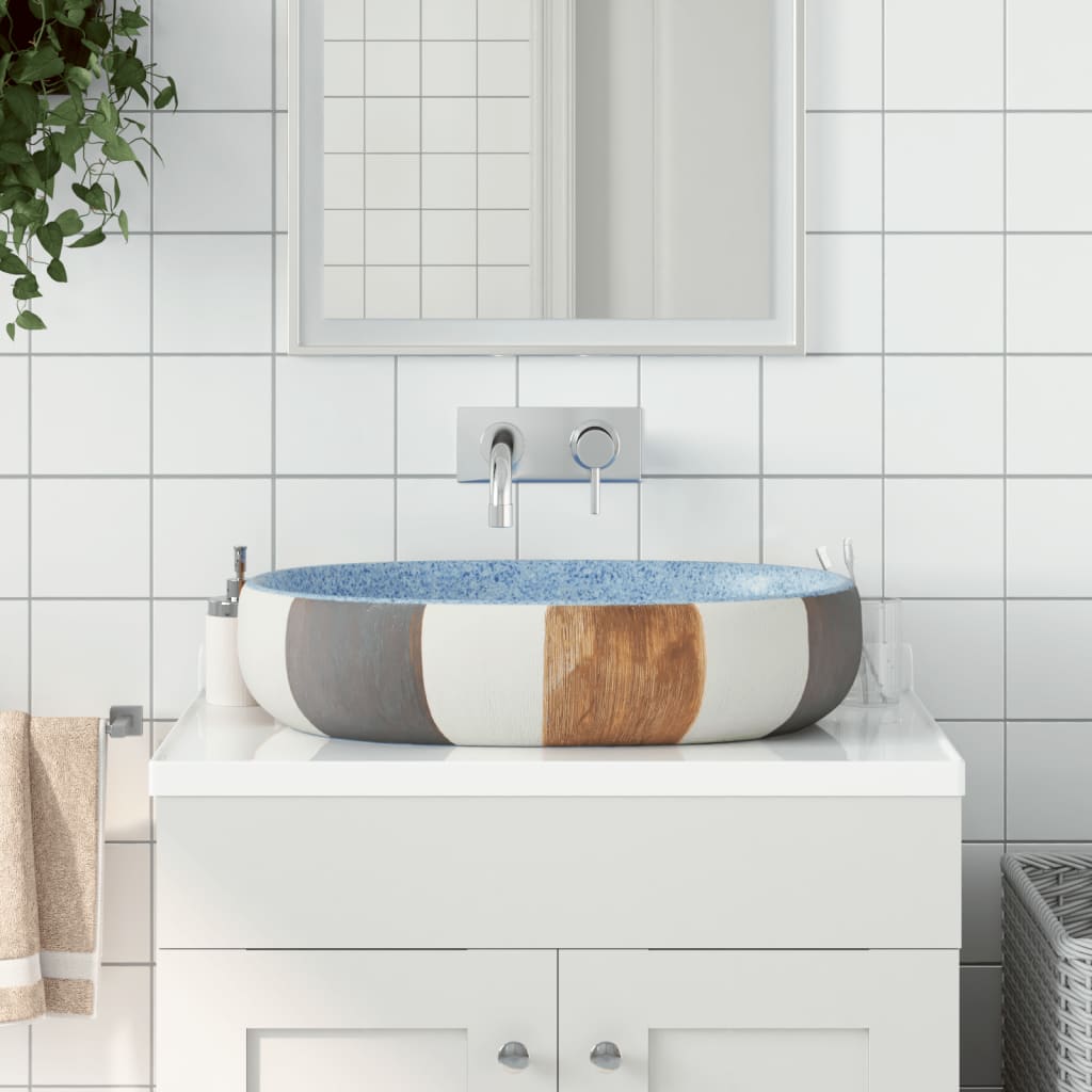 Aufsatzwaschbecken Mehrfarbig Oval 59x40x14 cm Keramik - Pazzar.ch
