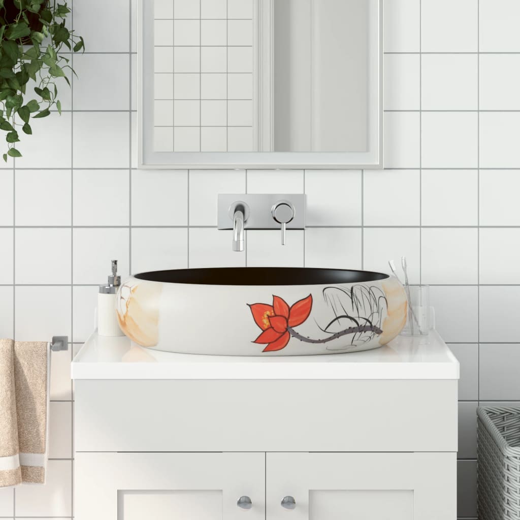 Aufsatzwaschbecken Mehrfarbig Oval 59x40x15 cm Keramik - Pazzar.ch