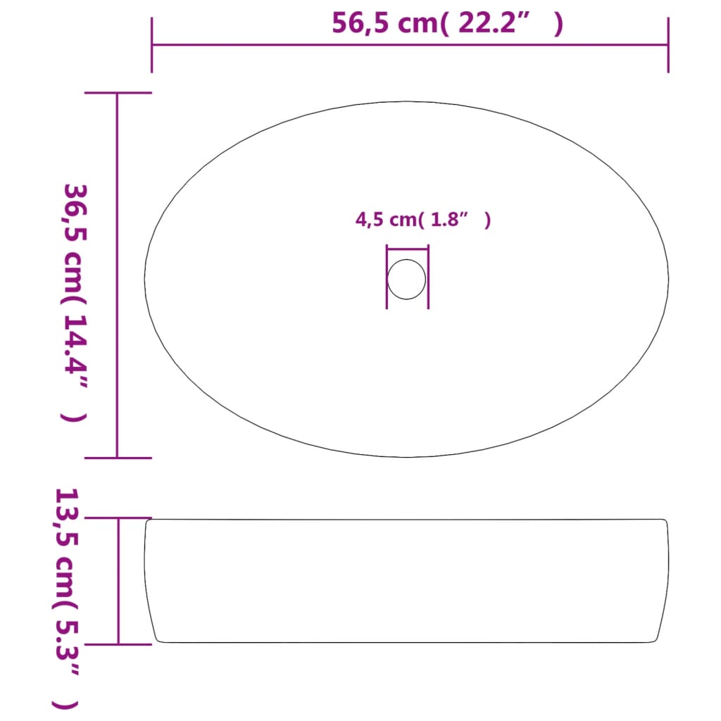 Aufsatzwaschbecken Schwarz Blau Oval 56,5x36,5x13,5 cm Keramik - Pazzar.ch