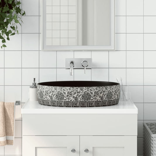 Aufsatzwaschbecken Schwarz Blau Oval 56,5x36,5x13,5 cm Keramik - Pazzar.ch