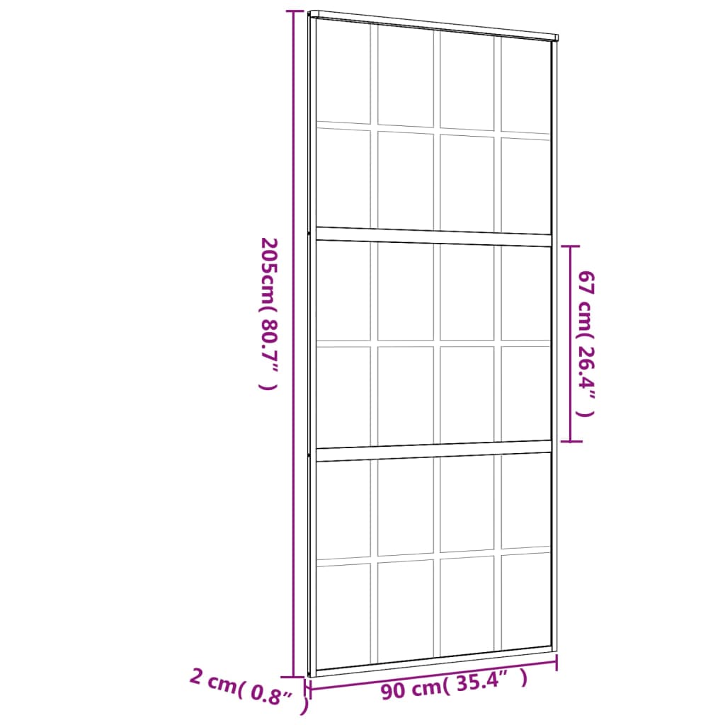 Schiebetür Golden 90x205 cm ESG-Klarglas und Aluminium - Pazzar.ch