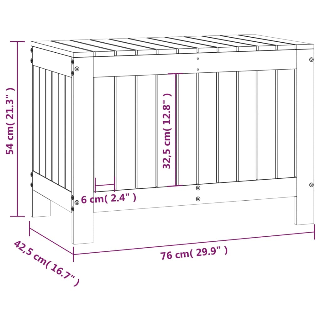 Gartentruhe 76x42,5x54 cm Massivholz Kiefer - Pazzar.ch