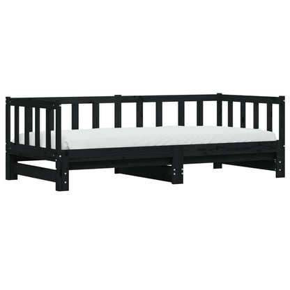 Tagesbett Ausziehbar Schwarz 90x200 cm Massivholz Kiefer - Pazzar.ch
