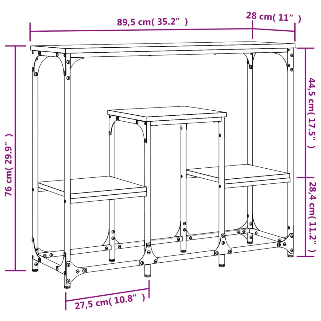 Konsolentisch Schwarz 89,5x28x76 cm Holzwerkstoff - Pazzar.ch