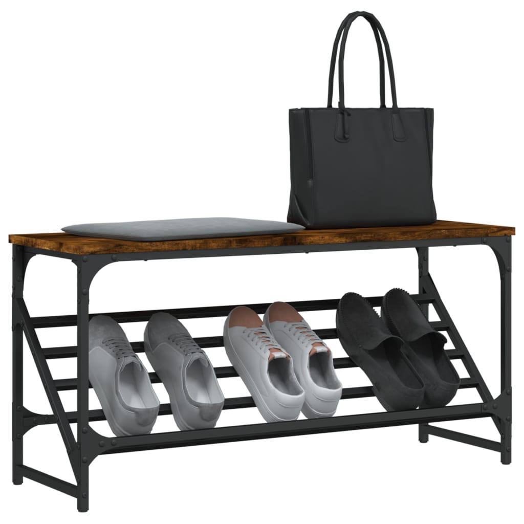 Schuhregal Räuchereiche 90x30x45 cm Holzwerkstoff - Pazzar.ch