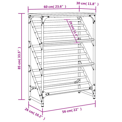 Schuhregal Grau Sonoma 60x30x85 cm Holzwerkstoff - Pazzar.ch