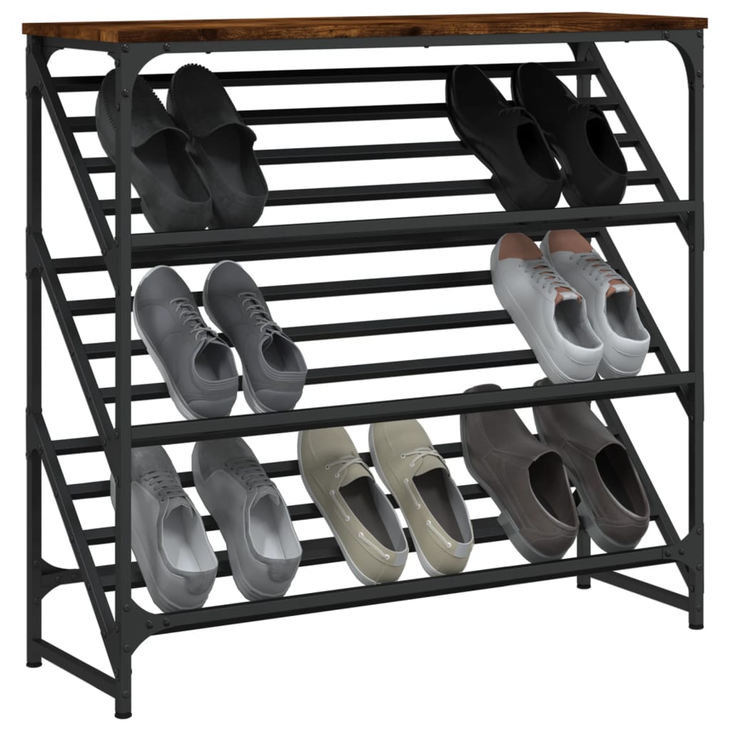 Schuhregal Räuchereiche 90x30x85 cm Holzwerkstoff - Pazzar.ch
