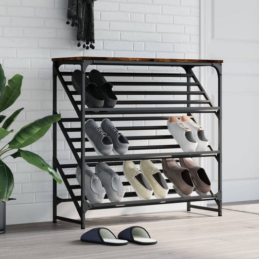 Schuhregal Räuchereiche 90x30x85 cm Holzwerkstoff - Pazzar.ch