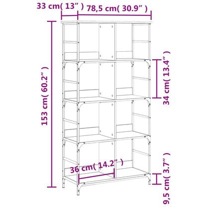 Bücherregal Grau Sonoma 78,5x33x153 cm Holzwerkstoff - Pazzar.ch