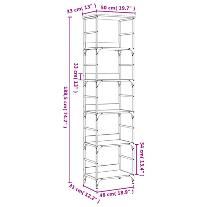 Bücherregal Grau Sonoma 50x33x188,5 cm Holzwerkstoff - Pazzar.ch