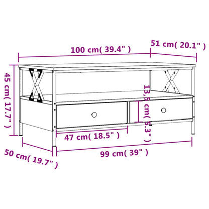 Couchtisch Räuchereiche 100x51x45 cm Holzwerkstoff - Pazzar.ch
