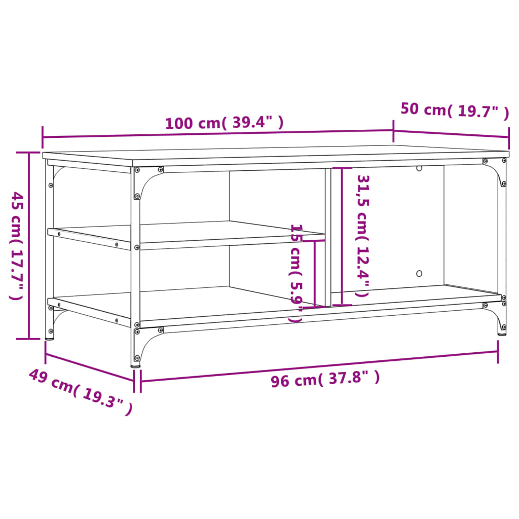 Couchtisch Schwarz 100x50x45 cm Holzwerkstoff - Pazzar.ch