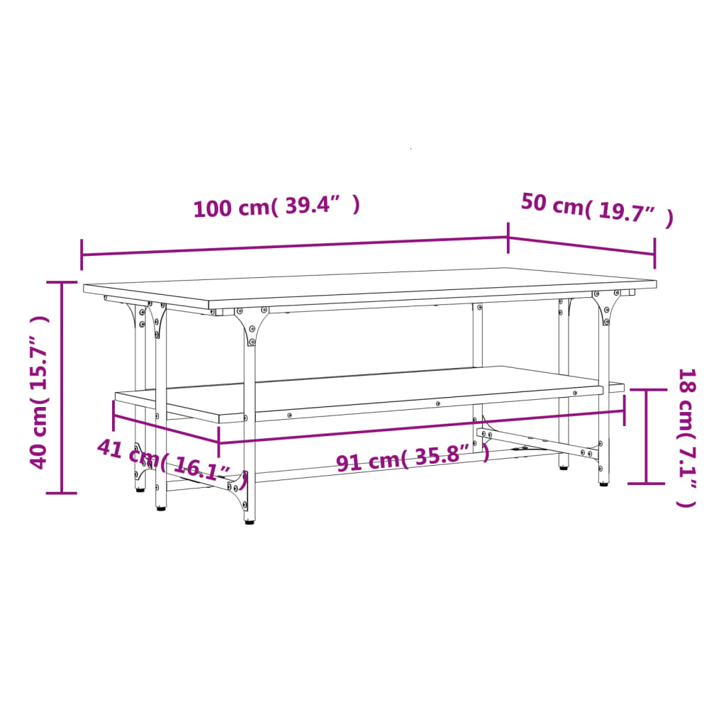 Couchtisch Schwarz 100x50x40 cm Holzwerkstoff - Pazzar.ch