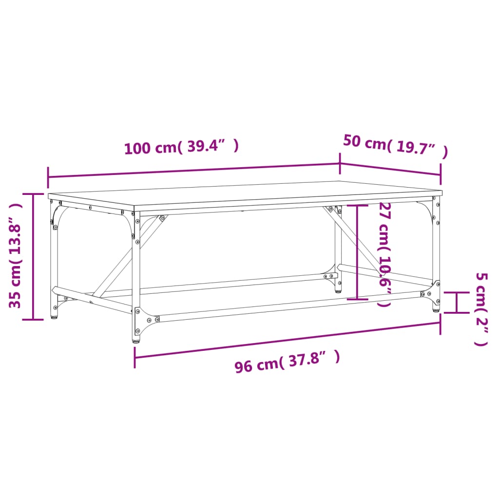 Couchtisch Braun Eichen-Optik 100x50x35 cm Holzwerkstoff - Pazzar.ch