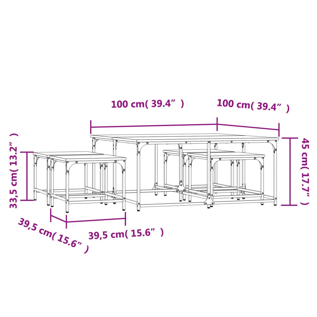 Satztische 5 Stk. Braun Eichen-Optik Holzwerkstoff - Pazzar.ch
