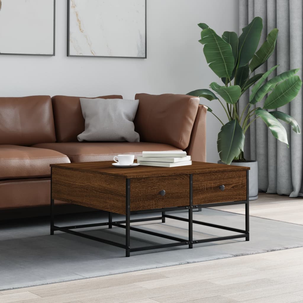 Couchtisch Braun Eichen-Optik 80x80x40 cm Holzwerkstoff - Pazzar.ch
