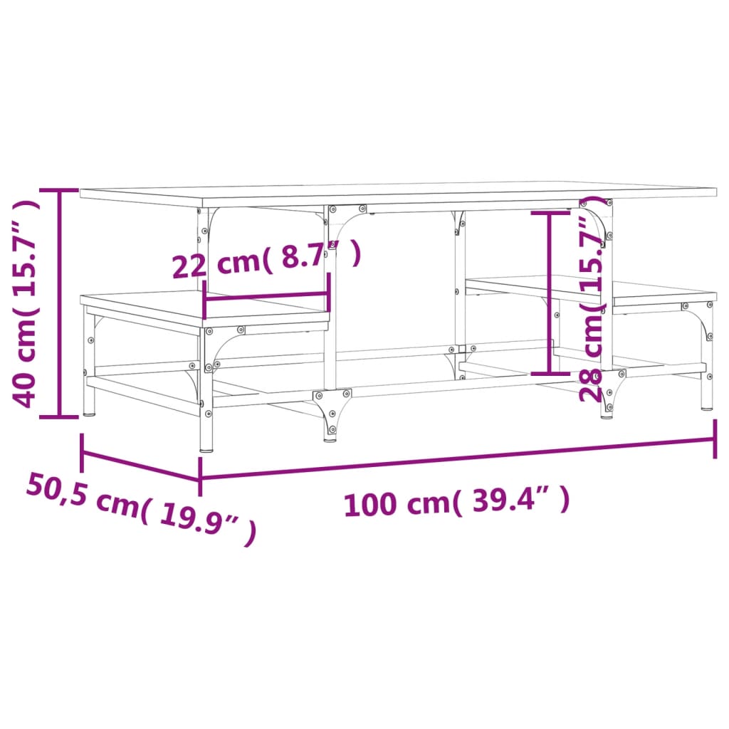 Couchtisch Sonoma-Eiche 100x50,5x40 cm Holzwerkstoff - Pazzar.ch