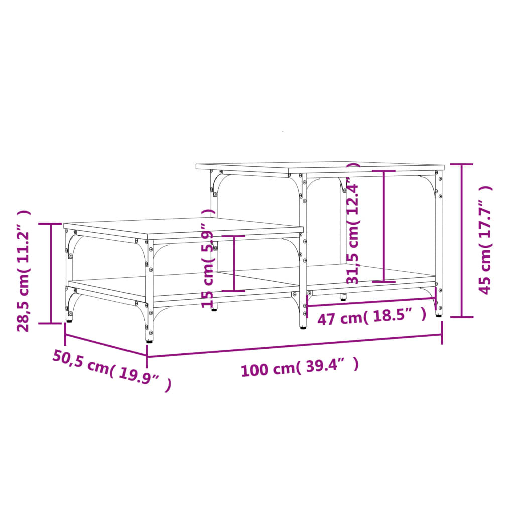 Couchtisch Schwarz 100x50,5x45 cm Holzwerkstoff - Pazzar.ch
