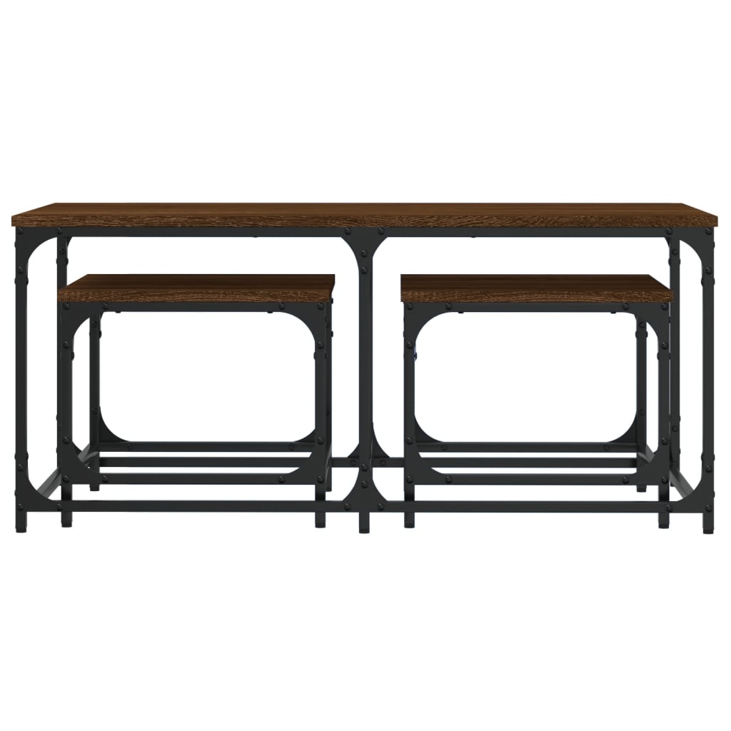 Satztische 3 Stk. Braun Eichen-Optik Holzwerkstoff - Pazzar.ch
