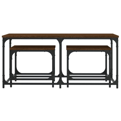 Satztische 3 Stk. Braun Eichen-Optik Holzwerkstoff - Pazzar.ch
