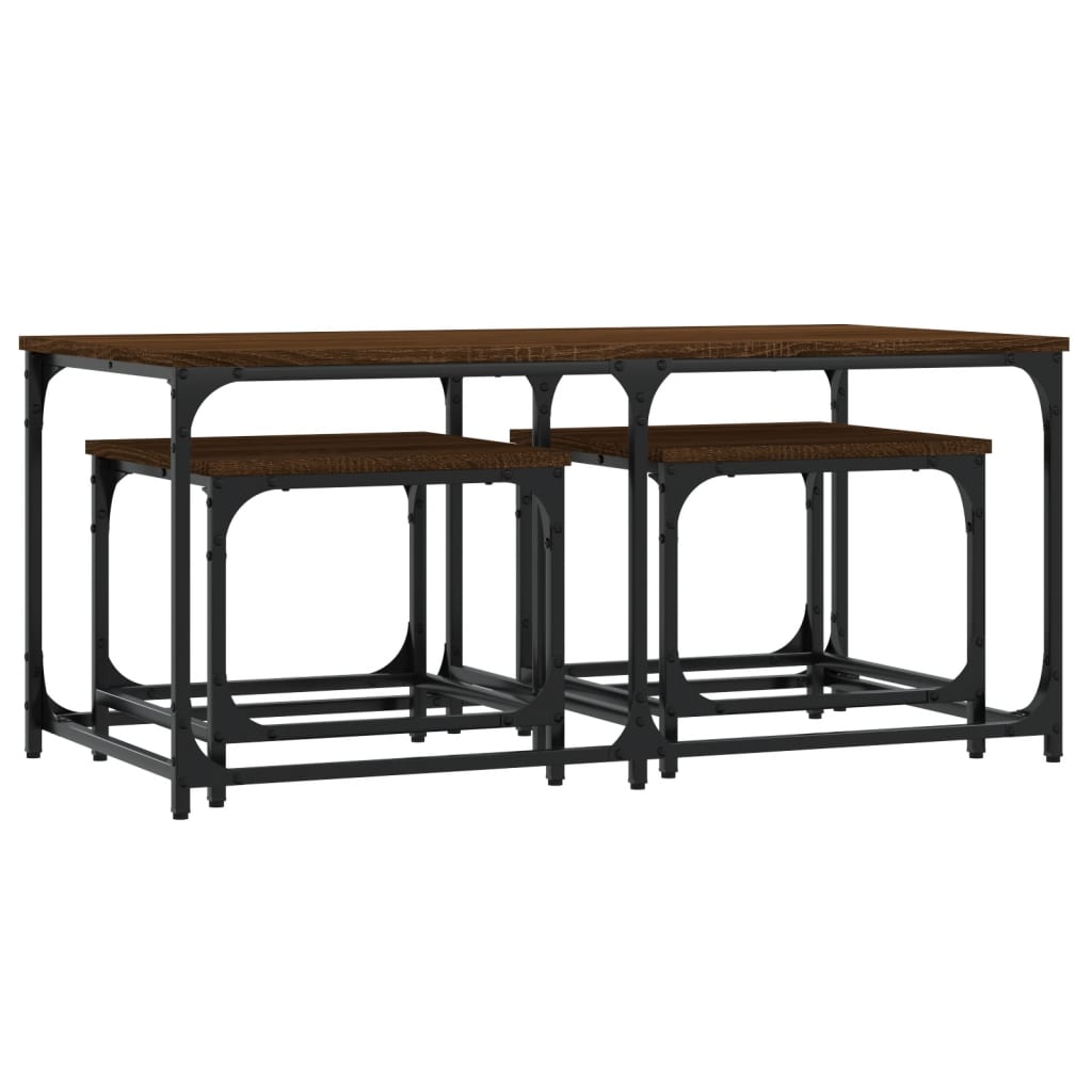 Satztische 3 Stk. Braun Eichen-Optik Holzwerkstoff - Pazzar.ch