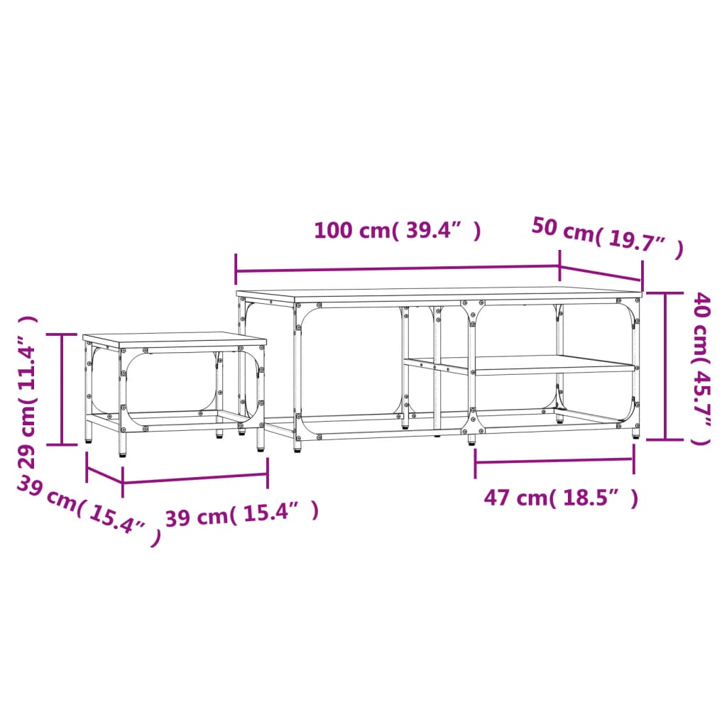 Satztische 2 Stk. Braun Eichen-Optik Holzwerkstoff - Pazzar.ch