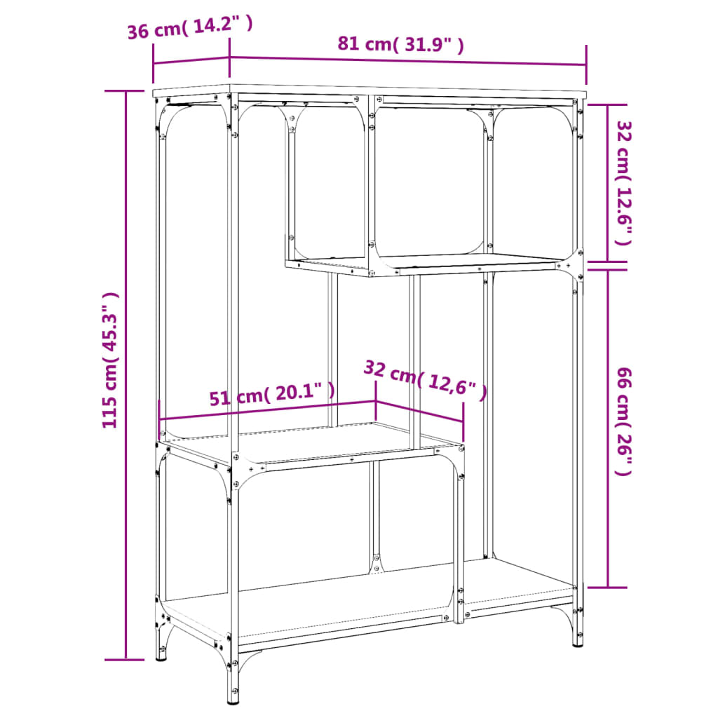 Bücherregal Schwarz 81x36x115 cm Holzwerkstoff und Stahl - Pazzar.ch