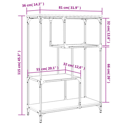 Bücherregal Grau Sonoma 81x36x115 cm Holzwerkstoff und Stahl - Pazzar.ch