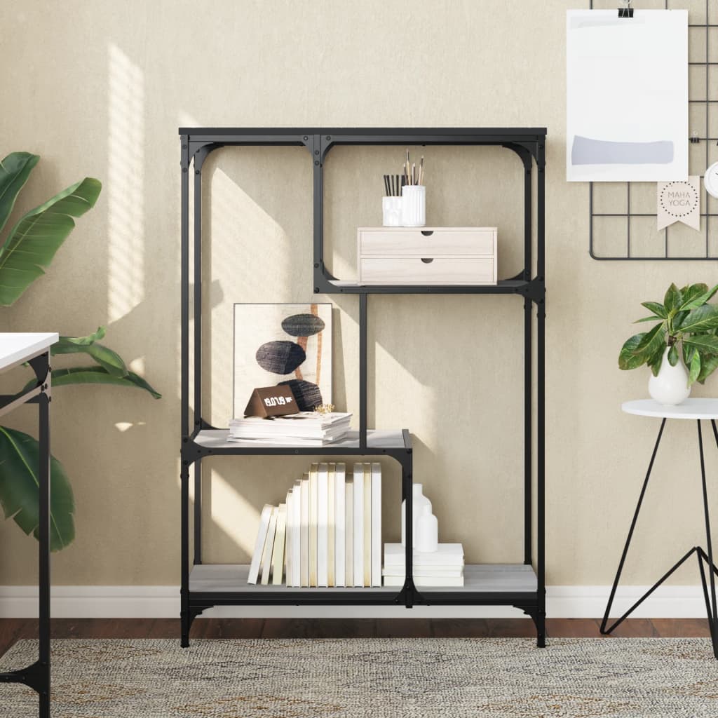 Bücherregal Grau Sonoma 81x36x115 cm Holzwerkstoff und Stahl - Pazzar.ch