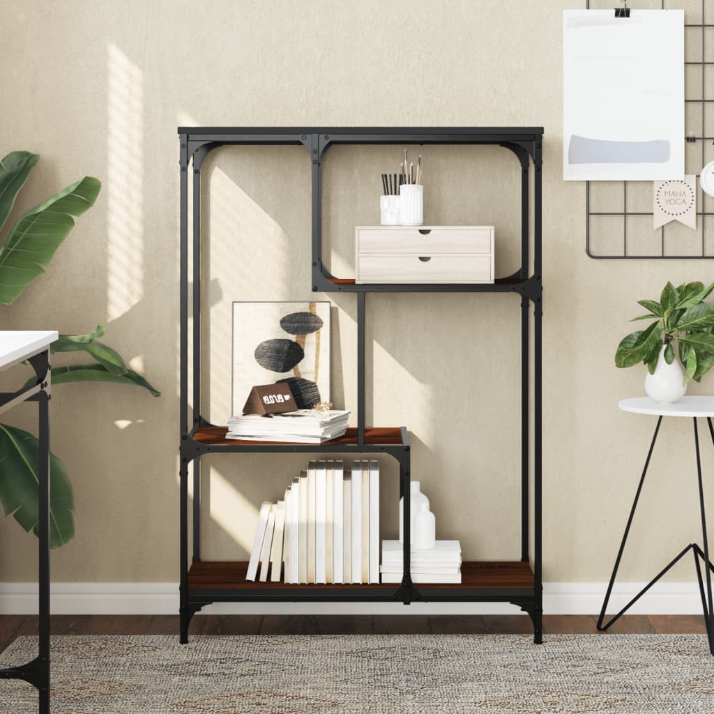 Bücherregal Braun Eiche 81x36x115 cm Holzwerkstoff und Stahl - Pazzar.ch