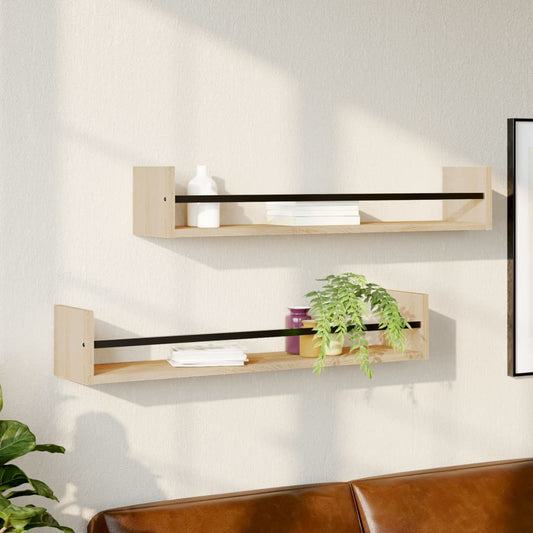Wandregale mit Stangen 2 Stk. Sonoma-Eiche 80x16x14 cm - Pazzar.ch