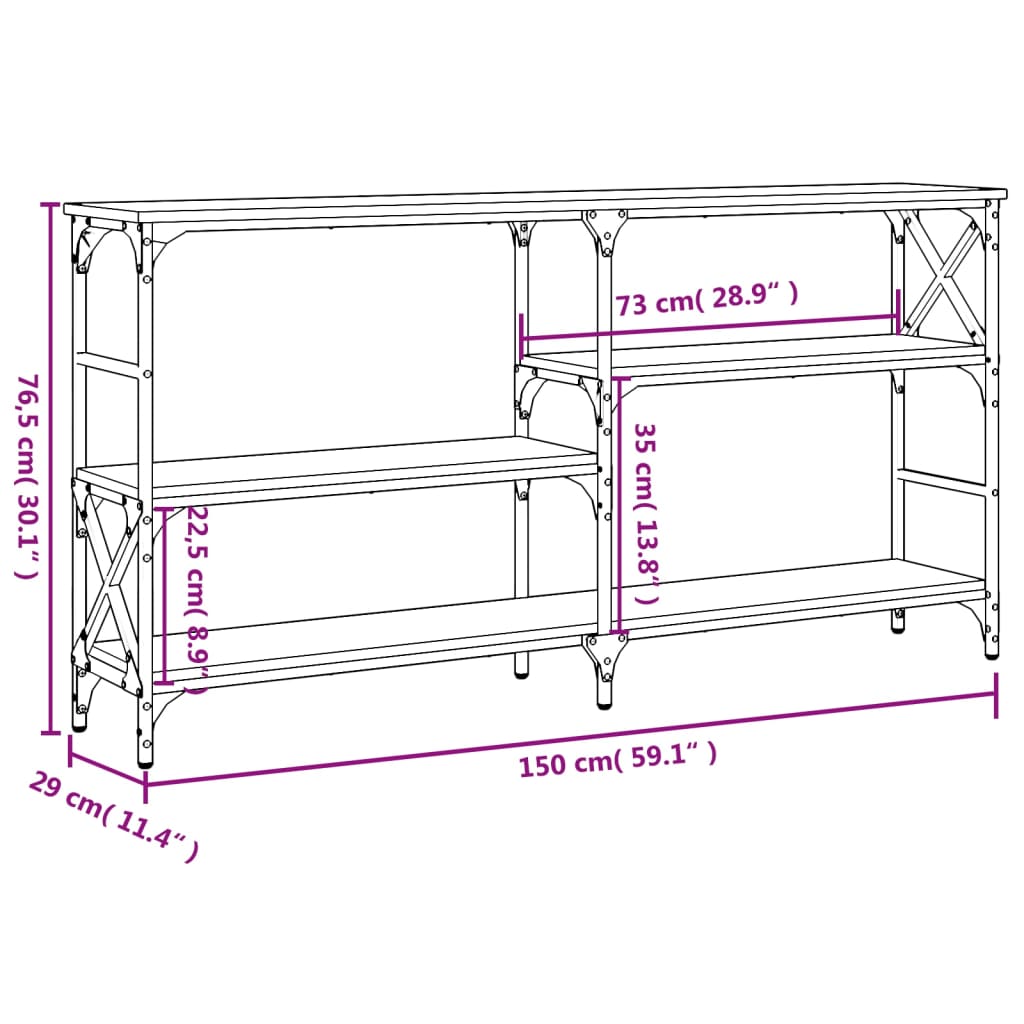Konsolentisch Braun Eichen-Optik 150x29x76,5 cm Holzwerkstoff - Pazzar.ch