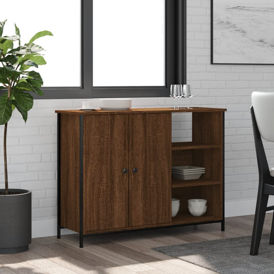 Sideboard Braun Eichen-Optik 100x33x75 cm Holzwerkstoff - Pazzar.ch