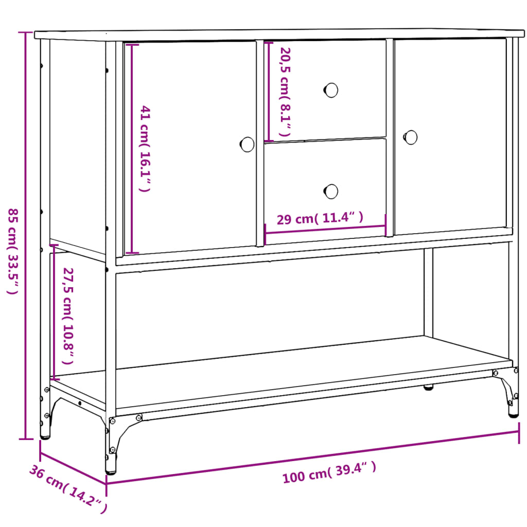 Sideboard Räuchereiche 100x36x85 cm Holzwerkstoff - Pazzar.ch