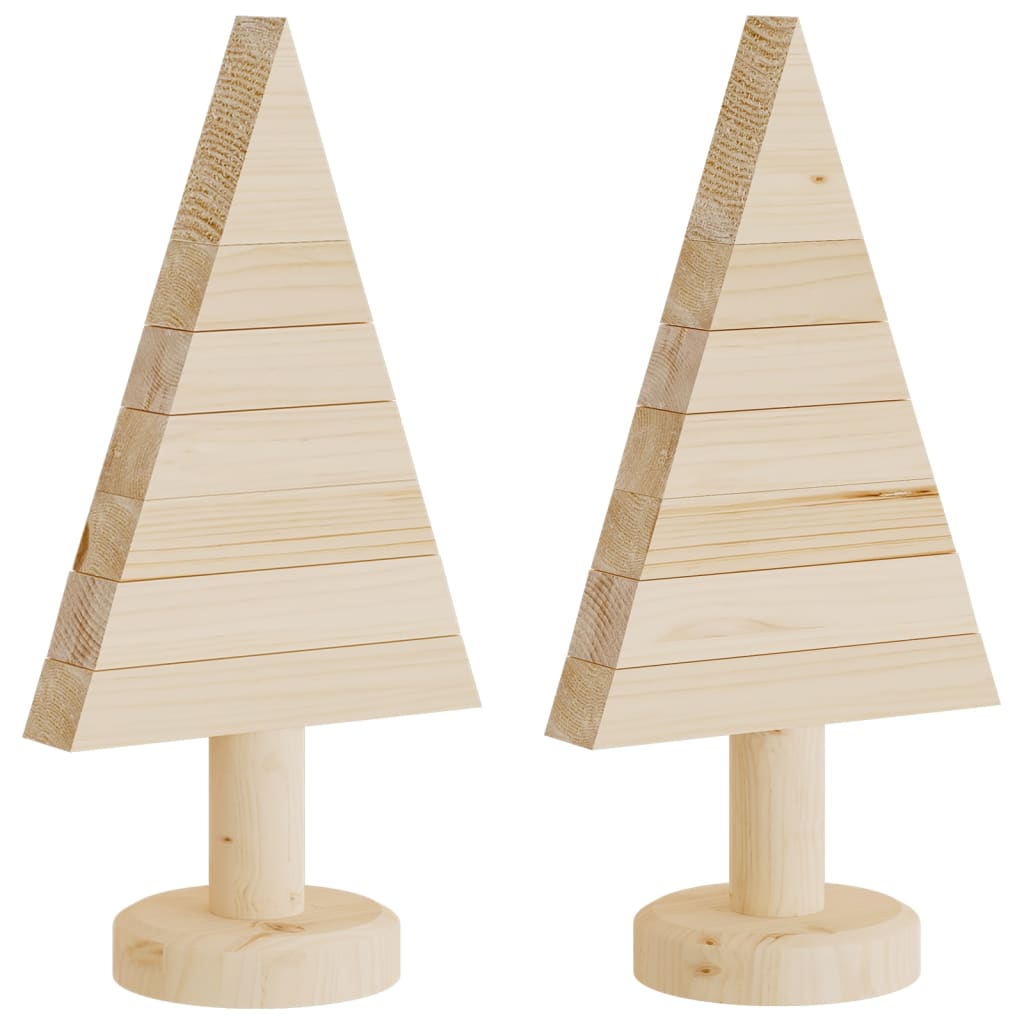 Deko-Weihnachtsbäume 2 Stk. Holz 30 cm Massivholz Kiefer - Pazzar.ch