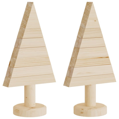 Deko-Weihnachtsbäume 2 Stk. Holz 30 cm Massivholz Kiefer - Pazzar.ch