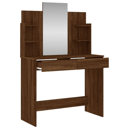Schminktisch mit Spiegel Braun Eichen-Optik 96x39x142 cm - Pazzar.ch