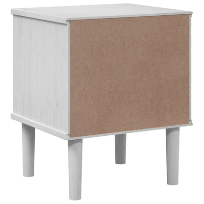 Nachttisch SENJA Rattan-Look Weiß 40x35x48 cm Massivholz Kiefer - Pazzar.ch