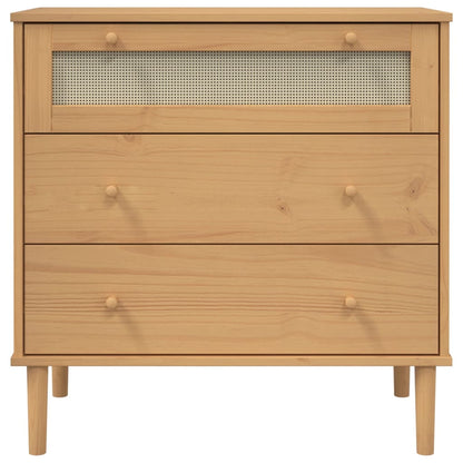 Schubladenkommode SENJA Rattan-Look Braun 80x40x80 Kiefernholz - Pazzar.ch
