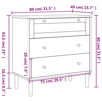 Schubladenkommode SENJA Rattan-Look Braun 80x40x80 Kiefernholz - Pazzar.ch