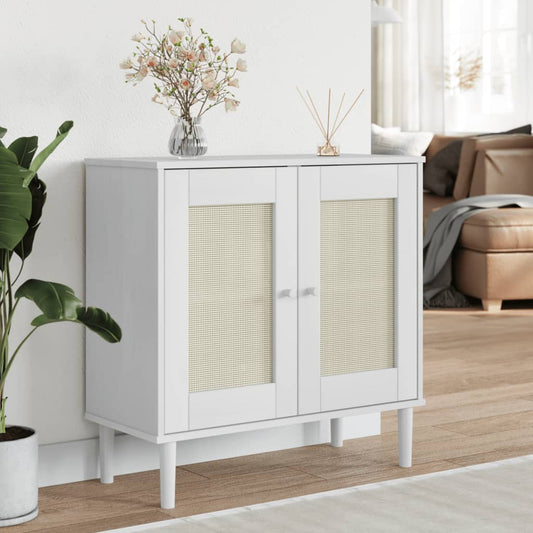 Sideboard SENJA Rattan-Optik Weiß 80x35x80 cm Kiefernholz - Pazzar.ch