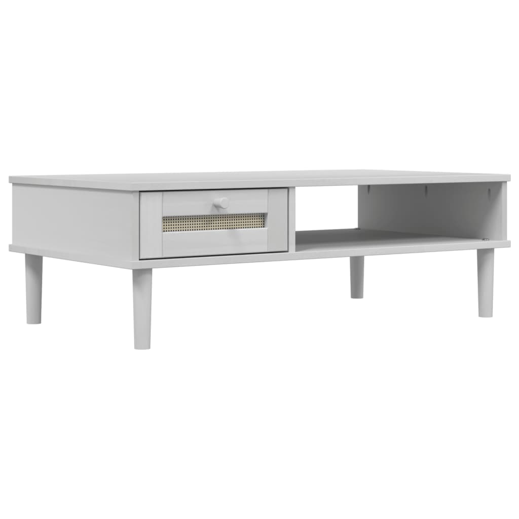 Couchtisch SENJA Rattan-Optik Weiß 100x55x33 cm Kiefernholz - Pazzar.ch