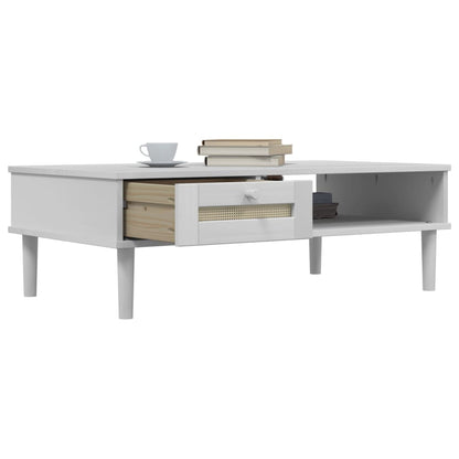 Couchtisch SENJA Rattan-Optik Weiß 100x55x33 cm Kiefernholz - Pazzar.ch