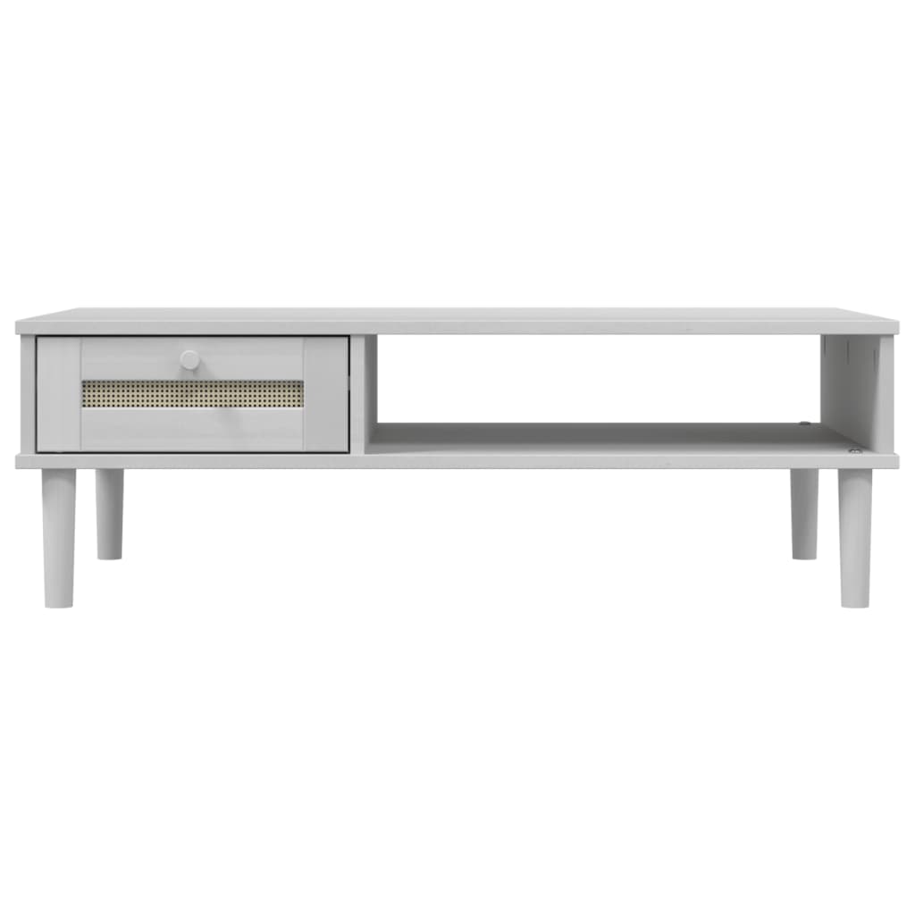Couchtisch SENJA Rattan-Optik Weiß 100x55x33 cm Kiefernholz - Pazzar.ch