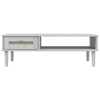 Couchtisch SENJA Rattan-Optik Weiß 100x55x33 cm Kiefernholz - Pazzar.ch