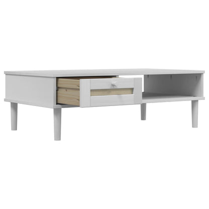 Couchtisch SENJA Rattan-Optik Weiß 100x55x33 cm Kiefernholz - Pazzar.ch