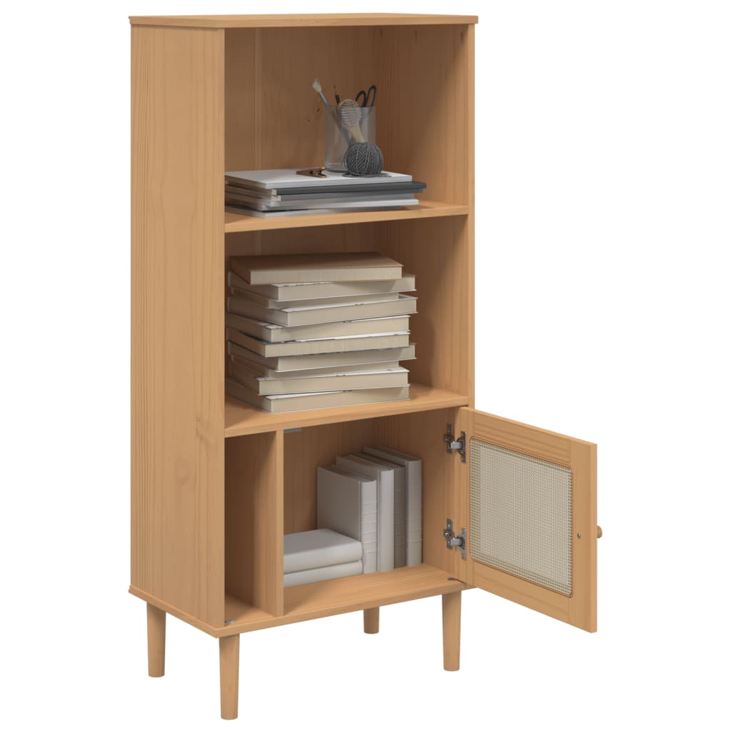 Bücherschrank SENJA Rattan-Look Braun 60x35x130 cm Kiefernholz - Pazzar.ch